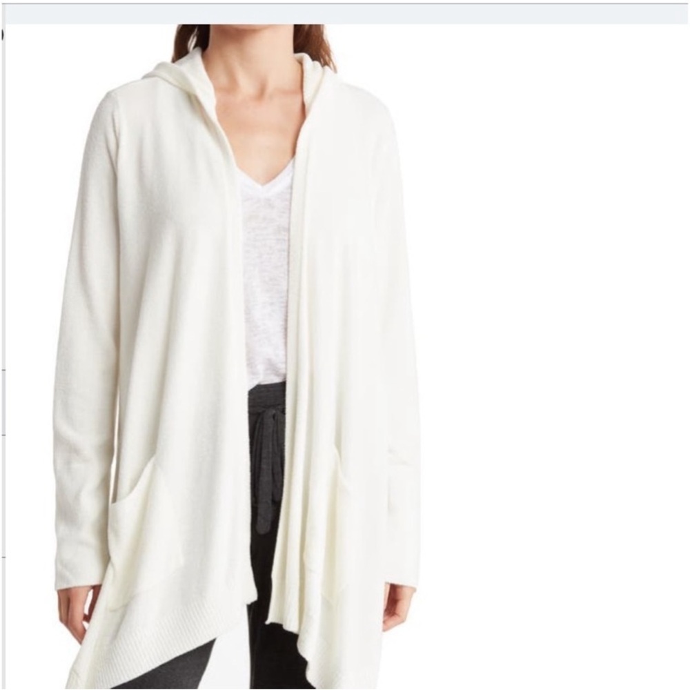 Barefoot Dreams white Hooded Cardigan sweater cozy knit